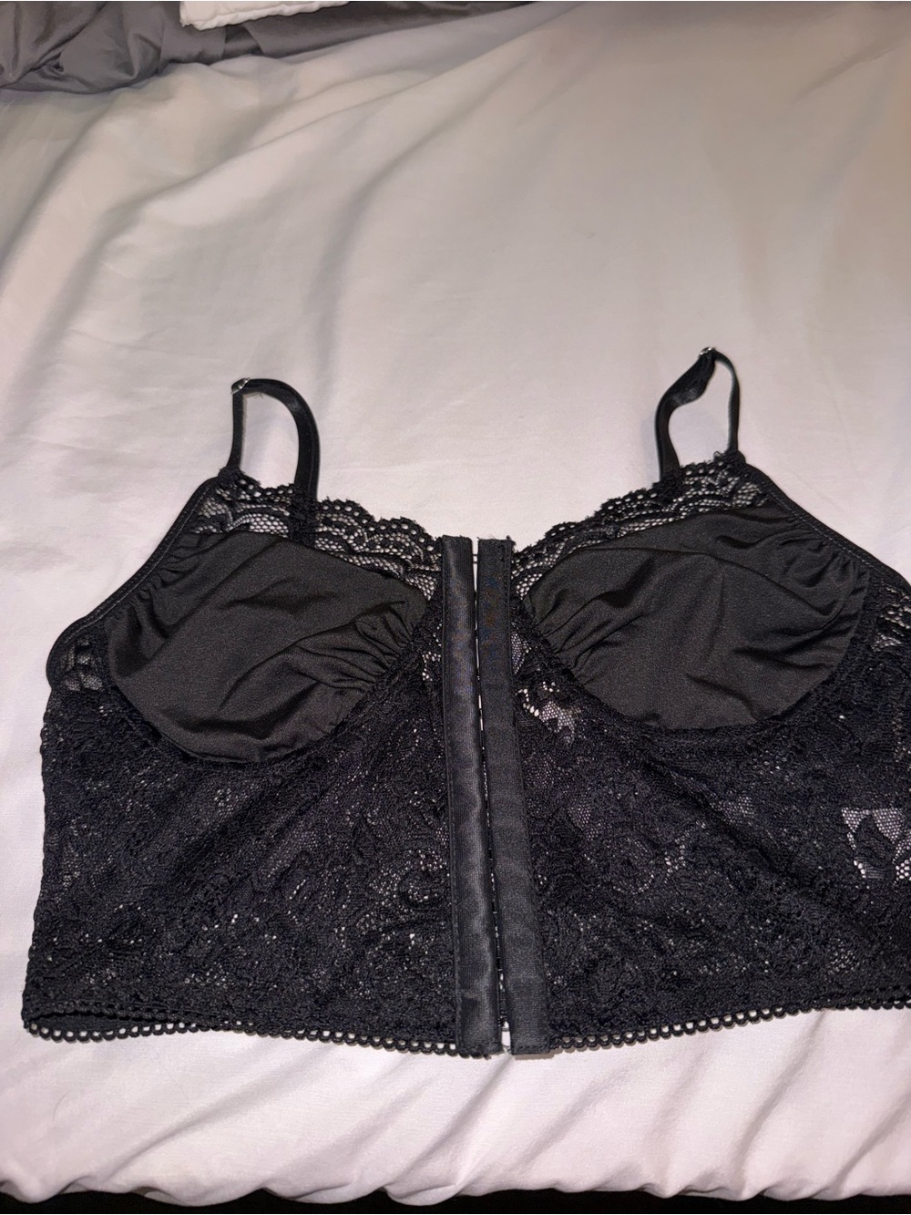 NIC+JO Black Lace Longline Front-Close Bralette